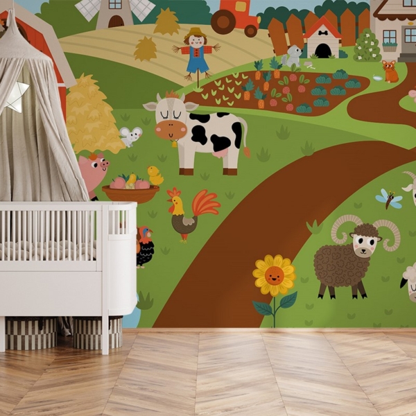 Fotobehang Kleurrijke boerderij