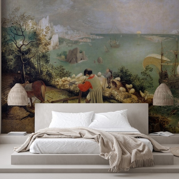 Fotobehang Landschap met de val van Icarus
