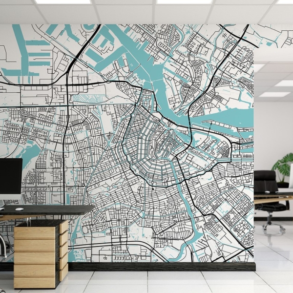 Fotobehang Stadsplattegrond van Amsterdam