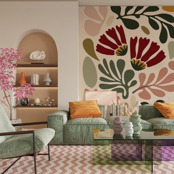 Fotobehang Retro bloemen