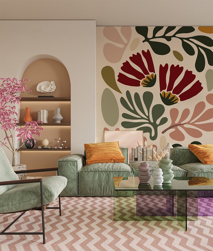 Fotobehang Retro bloemen