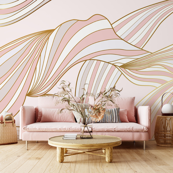 Fotobehang Roze Glamour Golven
