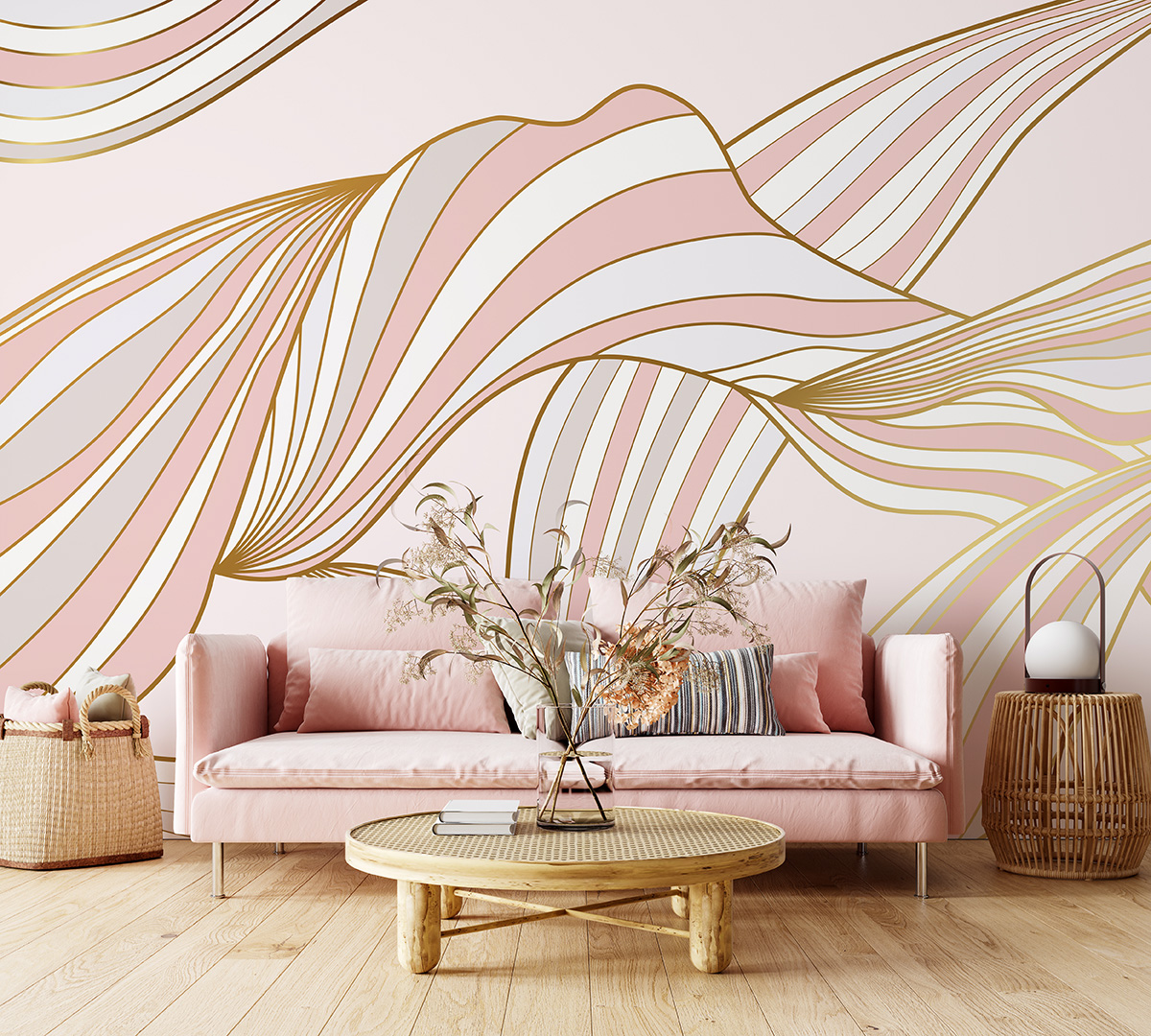 Fotobehang Roze Glamour Golven