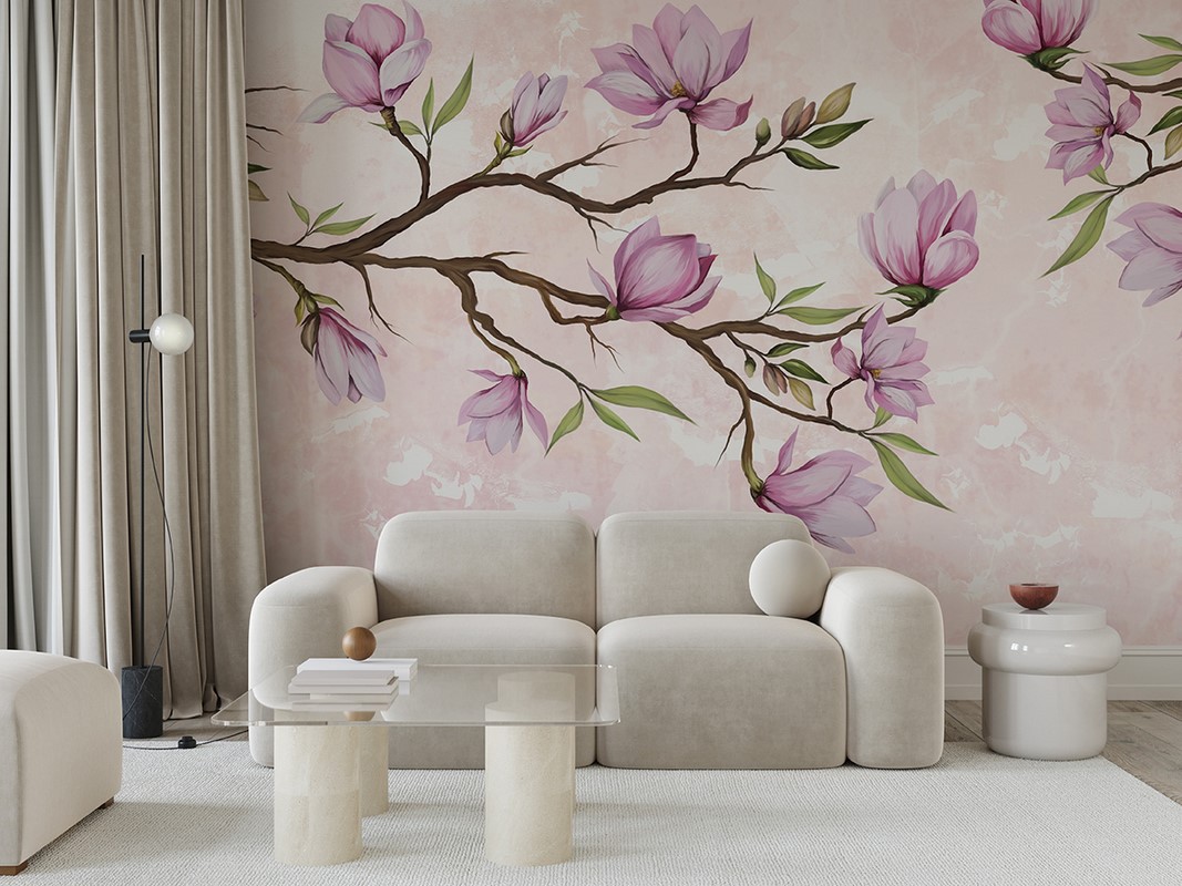 Fotobehang Roze magnolia's