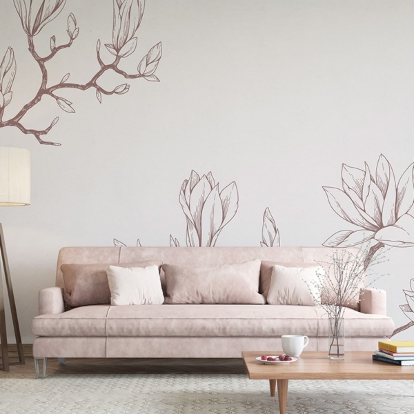 Fotobehang Getekende magnolia’s