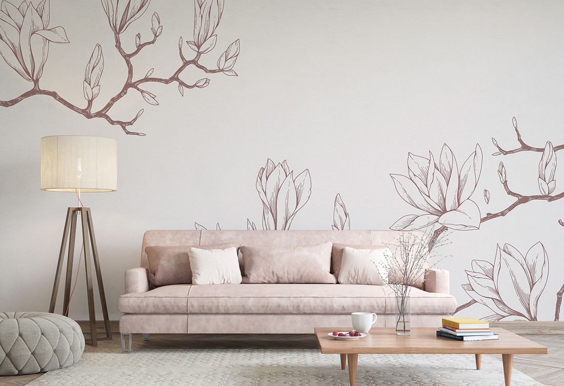 Fotobehang Getekende magnolia's