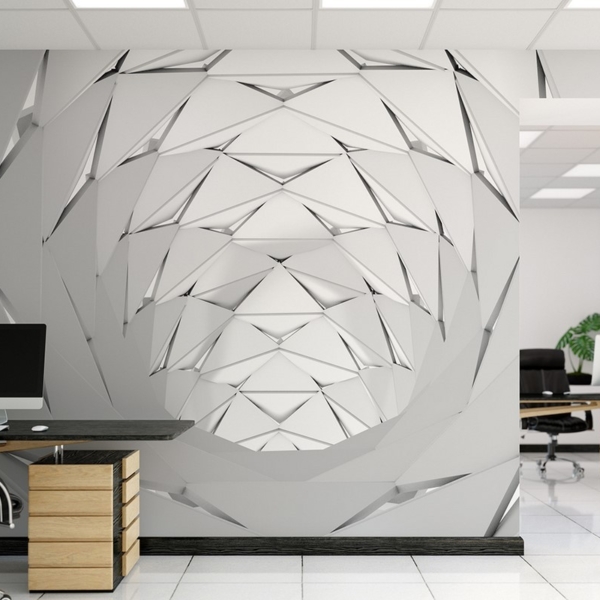 Fotobehang Zilveren Tunnel 3D