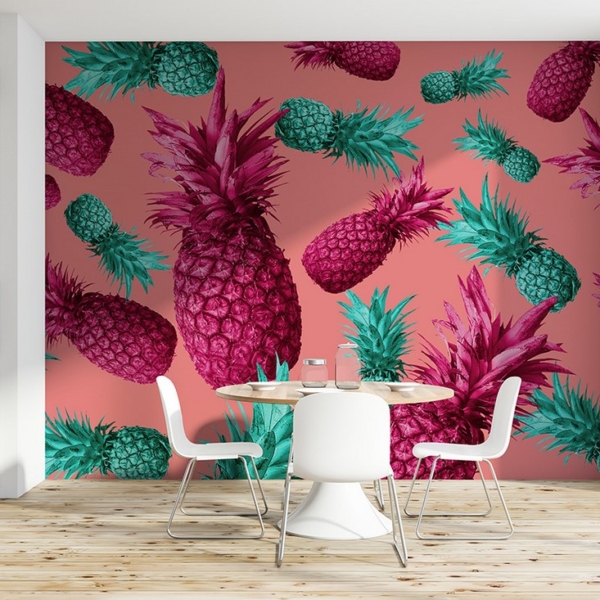 Fotobehang Tropisch ananaspatroon