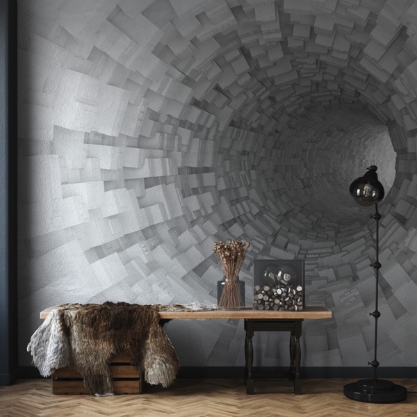 Fotobehang 3D-tunnel