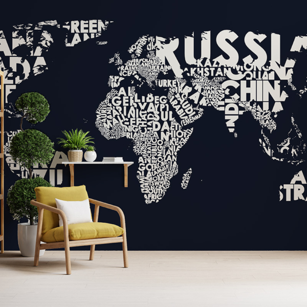 Fotobehang Typografische wereldkaart