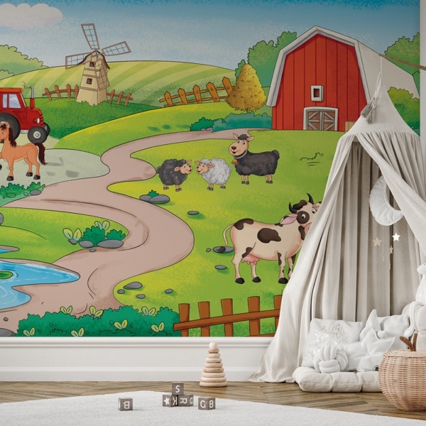 Fotobehang Gelukkige Boerderij