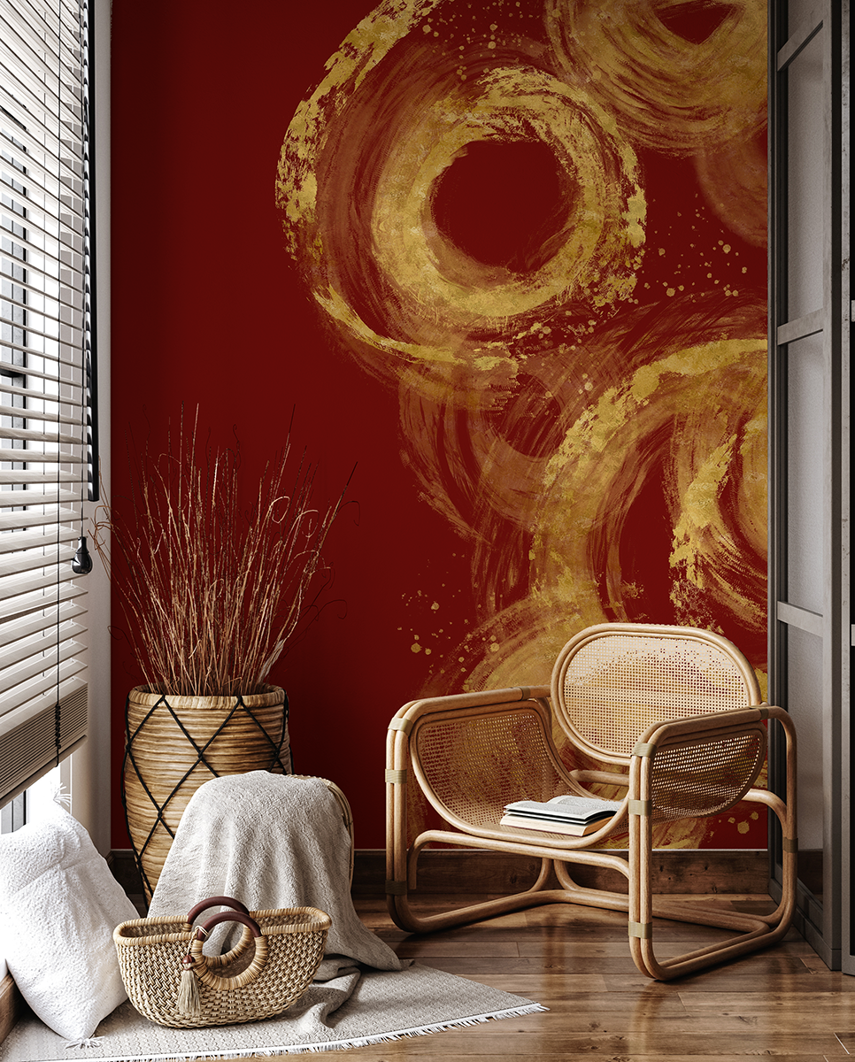 Fotobehang Bordeaux en goud