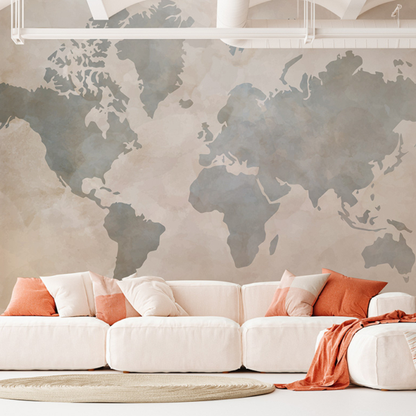 Fotobehang Wereldkaart in beige