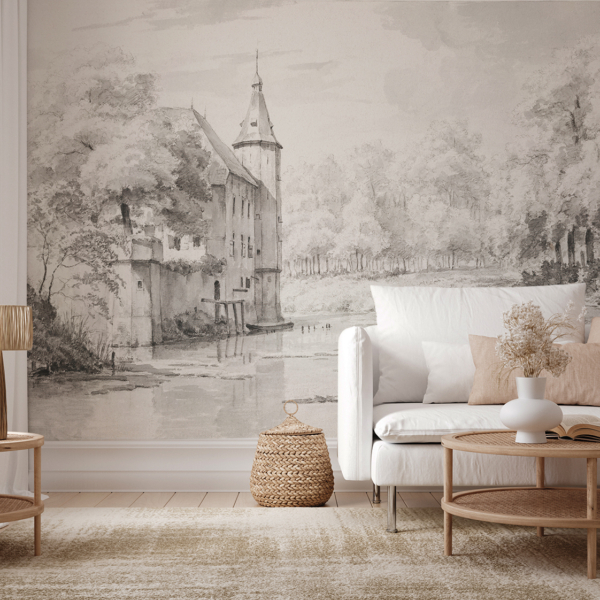 Fotobehang Klein paleis op het water