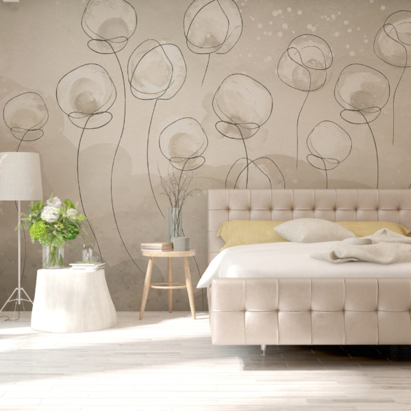 Fotobehang Bloemen in vloeiende lijnen