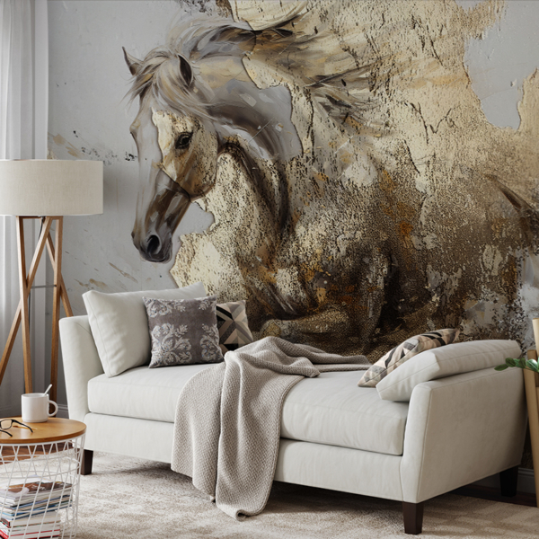 Fotobehang Een paard in elegante kleuren