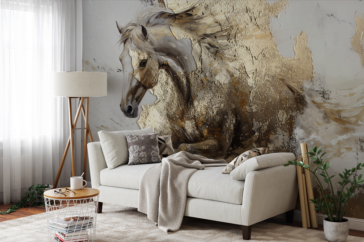 Fotobehang Een paard in elegante kleuren